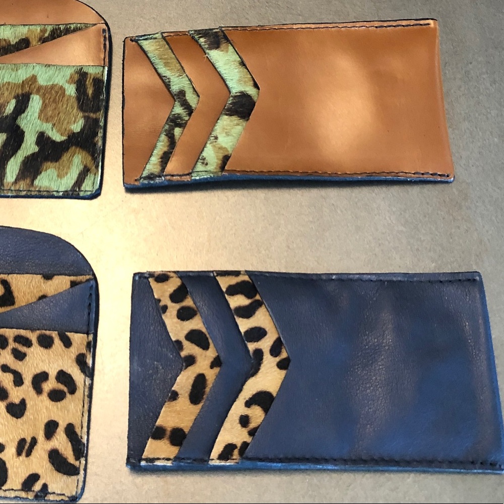 Leather and Camo hair credit card case NWT